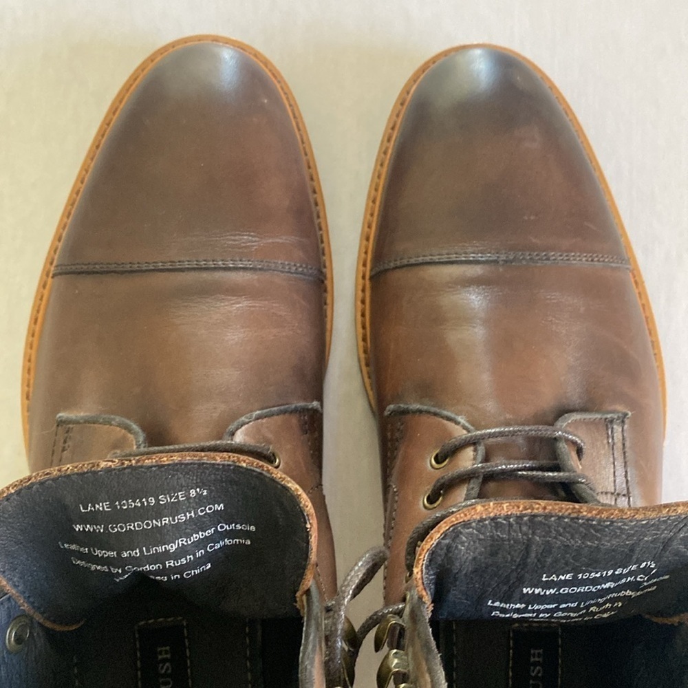 Gordon Rush Men's Chestnut Brown Leather Boots Size 8.5 - Picture 12 of 15